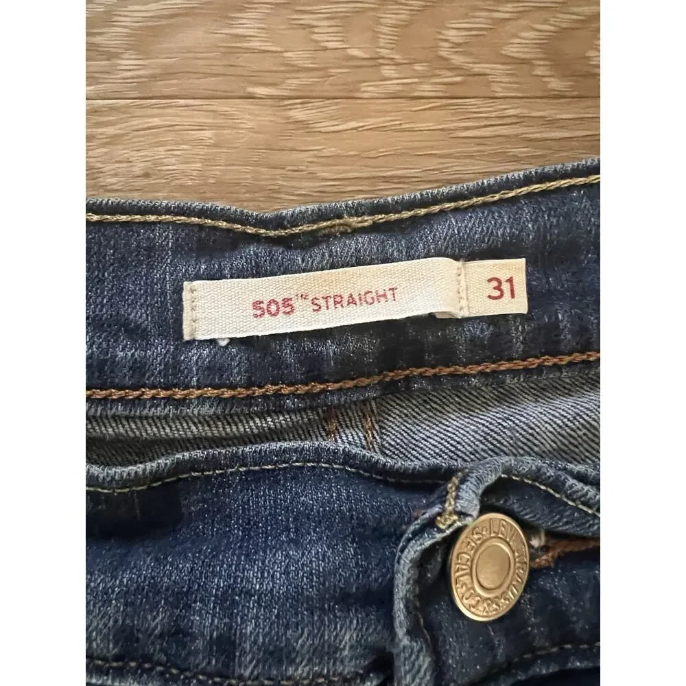 Levi’s 505 Straight Jeans Womens 12L W31 Blue Denim Mid Rise Classic‎ Fit